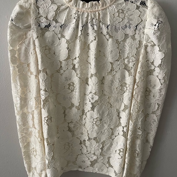 WAYF Emma Puff Sleeve Lace Top Ivory XS - Picture 5 of 11